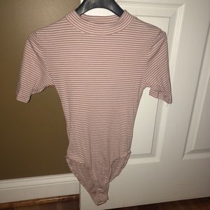 Pink/White Striped Bodysuit